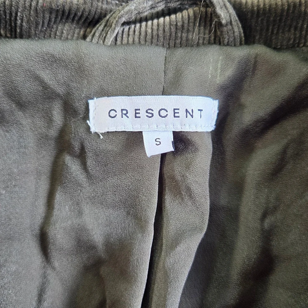 Crescent Corduroy Blazer Womens Small Olive Green Double Breasted CJ7487